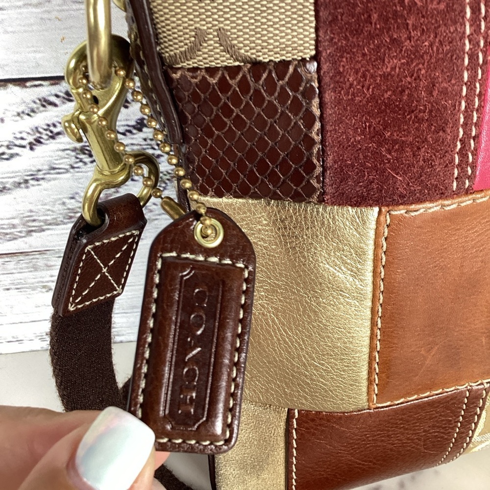 Coach Patchwork Leather Crossbody Shoulder Bag in Brown, Pink, and Gold Fall - Picture 3 of 14